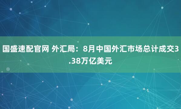 国盛速配官网 外汇局：8月中国外汇市场总计成交3.38万亿美元